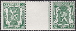 BELGIQUE, 1936-37, Tête-bèche ( COB KT19 **) - Tête-bêche [KP] & Interpanneaux [KT]