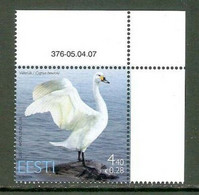 Estonia / Estland - Swan, Bird 2007 Stamp MNH  + CORNER - Swans