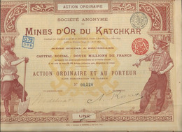 MINES D'OR DU KATCHKAR (ARMENIE RUSSIE ) TITRE  ACTIONS ORDINAIRES -ANNEE 1897 - Mijnen