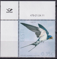 ESTONIA 2011 - Bird Of The Year - Barn Swallow MNH + Border - Hirondelles