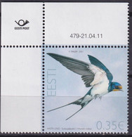 ESTONIA 2011 - Bird Of The Year - Barn Swallow MNH + Border - Schwalben