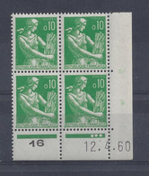 MOISSONNEUSE N° 1231 - BLOC De 4 COIN DATE - 12/4/60 - NEUF SANS CHARNIERE - 1960-1969