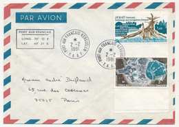 TAAF - Env. Affr. 0,50F Télémesure... + 1,00F Hommage Aux Navigateurs - Port Aux Français-Kerguelen 2/2/1981 - Cartas & Documentos