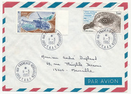 TAAF - Env. Affr. 0,55F Alouette II + 1,00F Petrel Soyeux - Port Aux Français-Kerguelen 11/3/1982 - Storia Postale