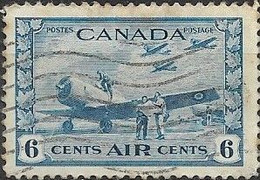 CANADA 1942 War Effort -  6c. - Air Training Camp (air) FU - Posta Aerea