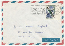 TAAF - Env. Affr.1,20F Cormoran De Kerguelen - OMEC Port Aux Français-Kerguelen (Léopard De Mer) 4/1/1978 - Storia Postale