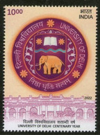 India 2022 University Of Delhi Centenary Year Elephant, Animal ,Education 1v MNH (**) Inde Indien - Ongebruikt