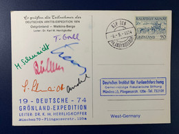 Expeditionsgrußkarte Von Der Deutschen Grönlandexpedition 1974, Leitung Dr. K.M. Herrlingkoffer - Groenland