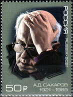 Russia 2021 "100th Anniversary Of The Scientist Of A.Sakharov (1921-1989). Nobel Peace Prize Laureate" 1v Quality:100% - Nuovi
