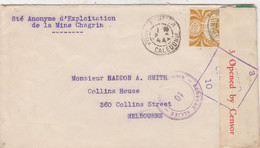 LETTRE. (NOUVELLE CALEDONIE. 1944. SOCIETE ANONYME D'EXPLOITATION DE LA MINE CHAGRIN. POUR MELBOURNE. CENSURE - Cartas & Documentos