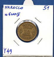 MOROCCO - 10 Francs 1371 / 1951  -  See Photos -  Km Y 49 - Maroc