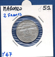 MOROCCO - 2 Francs 1370 / 1951  -  See Photos -  Km Y 47 - Maroc