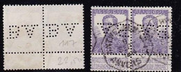 Pellens Nr 117 ( Paar ) Met Pefin : B.A / En 2 Talige Telegraafstempel Anvers - Antwerpen - 1909-34