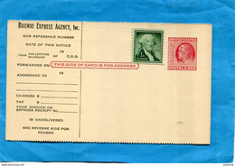 U S A -Carte Entier Postal Stationery-  RAILWAY EXPRES  AGENCY- 2cents Rouge Franklin  -neuve +1c Complément Aff - 1901-20