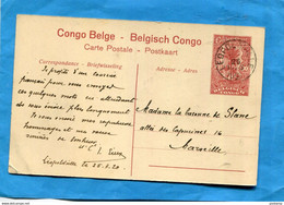 Congo Belge -Carte Entier Postal Stationery- Pont Sur La Pozo 10 Ct  Rouge- Cad Léopoldville--1926>Françevoyagé En 1920 - Cartas & Documentos
