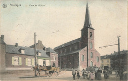 PATURAGES - Place De L'Eglise - Carte Colorée, Animée Et Circulé - Colfontaine