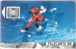 CARTE-PUBLIC-F132A.520.1-50U-SC4 An-Trou 6-12/90-SKIEUR 1-5Ge-22449-D Frappe-UTILISEE-  TBE - 1990