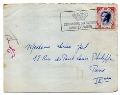 Monaco-1956--Lettre  De  Monte-Carlo  Pour  PARIS  (France)...tp  Rainier III .cachet "Couronne Du Blason Méditerannéen" - Covers & Documents