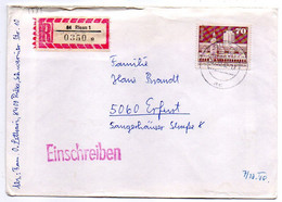 Allemagne--1982--Lettre Recommandée De RIESA  Pour ERFURT ( DDR ).EINSCHREIBEN .timbre Seul Sur Lettre ..cachet... - Lettres & Documents