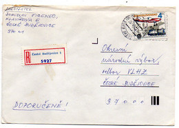 Tchécoslovaquie-1986-Lettre Recommandée De CESKE BUDEJOVICE  .tp Expo Vancouver 86 (avion)  Sur Lettre ..cachet... - Cartas & Documentos