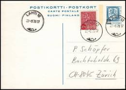 Finland 1979, Uprated Postal Stationery Lahti To Zurich - Storia Postale