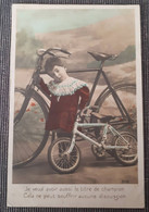 CARTE POSTALE ANCIENNE FANTAISIE ENFANT ET VELO ANNEES 1910-1920 - Otros & Sin Clasificación