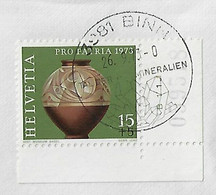 Switzerland 1973 Cover Commemorative Cancel Mineral Geology Crystal - Minéraux