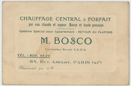 Ancienne Carte De Visite M Bosco - Chauffage Central à Forfait - Paris - Cartoncini Da Visita