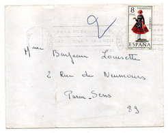 Espagne -- Lettre De SANTANDER  Pour SENS -89  ( France) ..timbre  Costume  VALLADOLID Seul Sur Lettre...cachet.. - Sonstige & Ohne Zuordnung