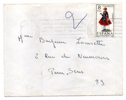 Espagne -- Lettre De SANTANDER  Pour SENS -89  ( France) ..timbre  Costume  VALLADOLID Seul Sur Lettre...cachet.. - Other & Unclassified