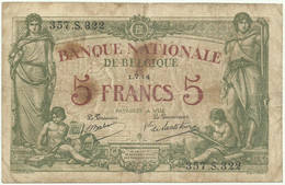 Belgium - 5 Francs - 1.7.1914 - Pick: 75.a - Banque Nationale De Belgique - 5-10-20-25 Francs