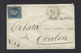 Lettre Maritime ALGERIE BB MARSEILLE 1860 - Poste Maritime