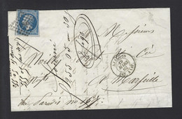 Lettre Maritime AJACCIO BAT A VAP 1862 - Posta Marittima