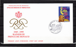 " 23 éme FESTIVAL DU CIRQUE MONTE- CARLO " Sur Enveloppe 1er Jour De MONACO De 1998 N° YT 2180 FDC - Cirque