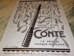 ANCIENNE  PUBLICITE PORTE PLUME RESERVOIR CONTE 1924 - Federn