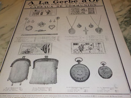 ANCIENNE PUBLICITE CADEAUX  DE COMMUNIANTS  A  LA GERBE D OR 1908 - Andere & Zonder Classificatie