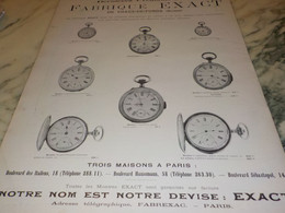 ANCIENNE PUBLICITE MONTRE GOUSSET PAR EXACT  DE CHAUX DE FONDS 1901 - Watches: Old