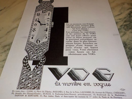 ANCIENNE PUBLICITE UNE FEMME REGARDE  VOG LA MONTRE EN VOGUE  1929 - Other & Unclassified