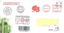 China 2022, Franking Meter, New Year Of Rabbit On Circulated Cover, Arrival Postmark On Back - Briefe U. Dokumente