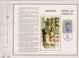 Andorre Vierge De Canolich N°228  Andorre La Vieille 16 Juin 1973 Encart Perforé 1er Jour - Briefe U. Dokumente