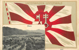 UNTERWALDEN-UNTERWALD -  Vue De Stans, Carte Gaufrée Illustrée, Avec Un Drapeau. - Stans