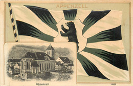 APPENZELL -  Vue De Appenzell, Ours Noir, Carte Gaufrée Illustrée, Avec Un Drapeau. - Other & Unclassified