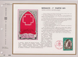 La Croix Rouge Monégasque N°866 Monaco 6 9 71 Encart Perforé 1er Jour - Storia Postale