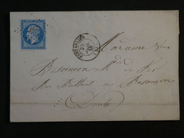 BL7 FRANCE BELLE   LETTRE 1858 PONTARLIER    A  BESANCON    ++ N° 14 +AFFR. PLAISANT ++ - 1853-1860 Napoleon III