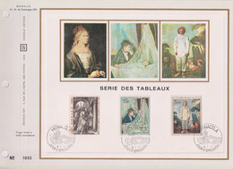 Série Des Tableaux: Dürer, Morisot, Watteau N°876 877 878 Monaco  18 1 72 Encart Perforé 1er Jour - Storia Postale