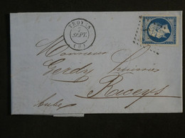 BL7 FRANCE BELLE   LETTRE 1857 TROYES A   LES RICEYS     ++ N° 14  +AFFR. PLAISANT ++ - 1853-1860 Napoleone III