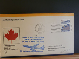 102/919  1° FLIGHT LUFTHANSA   1973 OBL. TORONTO - Brieven En Documenten