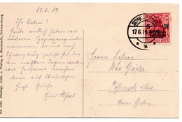 56347 - Deutsches Reich - 1919 - 10Pfg Kriegsbeschaedigte EF A AnsKte SCHWARZBURG -> Poessneck - Briefe U. Dokumente