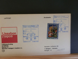 102/927 1° FLIGHT LUFTHANSA   1973 OBL. LISSABON - Lettres & Documents