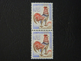 République Française 0,25 Dentelé Type Coq De Decaris 1962-65 Y&T 1331 Outremer Carmin Brun Non Oblitéré Bande 2 Timbres - 1962-1965 Gallo De Decaris